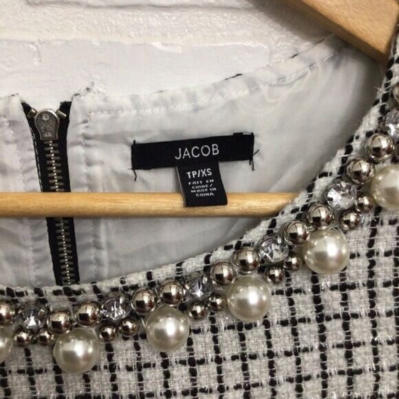 Jacob Dress Jewels Crystal Incrusted Embellishments White Silver Dress XS - Picture 3 of 14